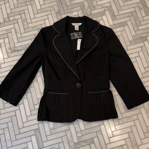 White House Black Market Women's Black Blazer with Stitch Detail